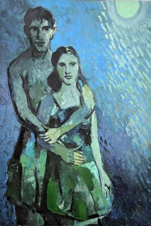 Jeune couple sous la lune