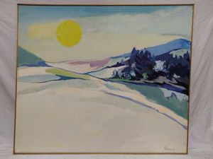 Paysage hivernal au soleil péle